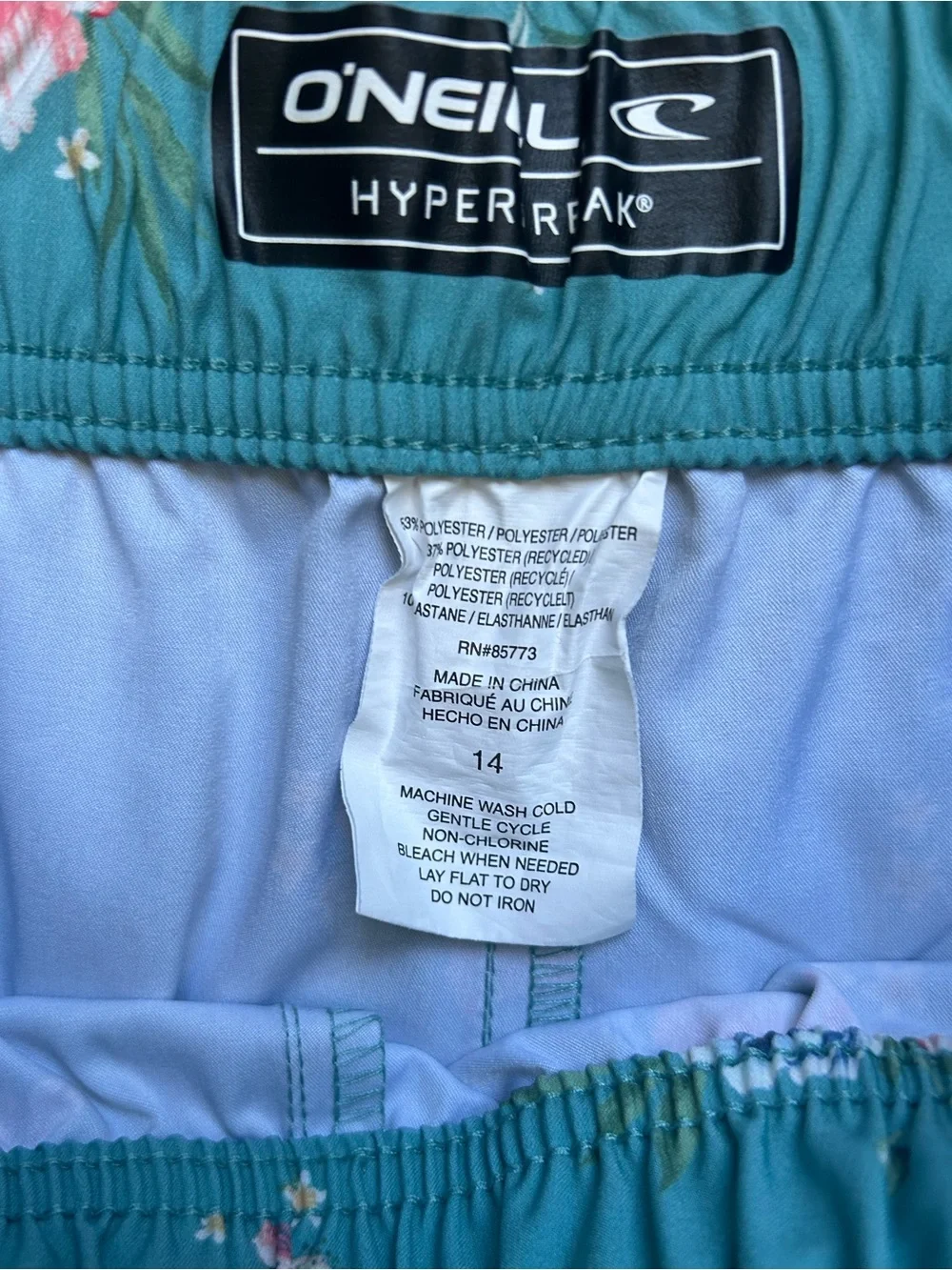 O’Neil Hyperfreak Quick Dry Girls Floral Shorts size 14